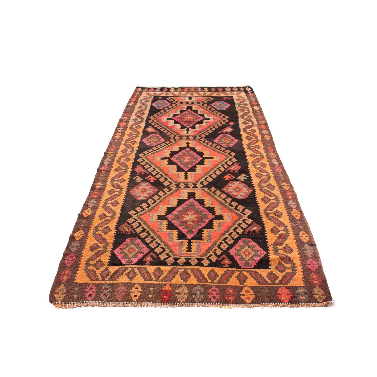 Alfombra de pasillo Alfombra Kelim - Antigua - 320 x 150 cm - multicolor