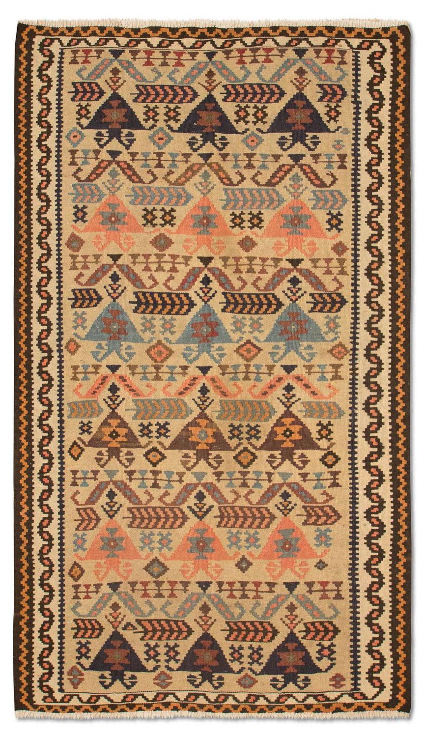 Alfombra de pasillo Alfombra Kelim - Antigua - 195 x 108 cm - beige