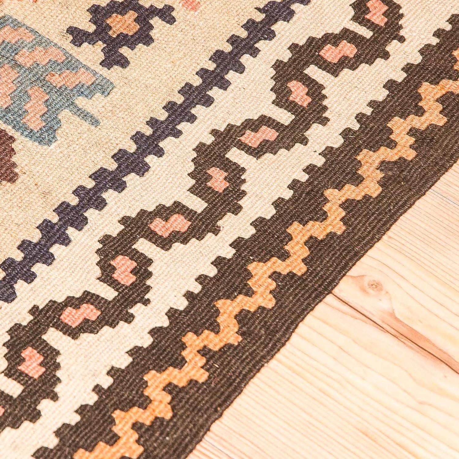 Alfombra de pasillo Alfombra Kelim - Antigua - 195 x 108 cm - beige