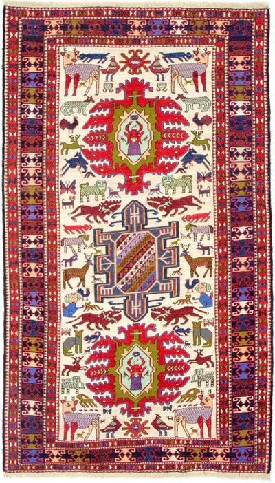 Kilim de seda Alfombra 118x212cm