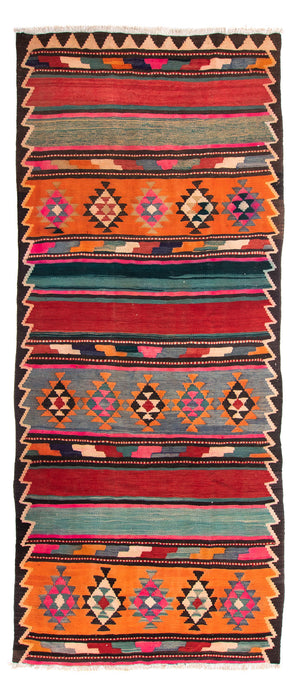 Alfombra de pasillo Alfombra Kelim - Antigua - 350 x 150 cm - multicolor
