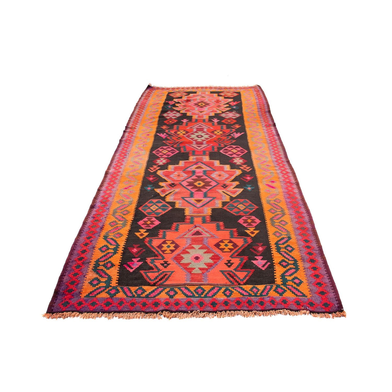 Alfombra de pasillo Alfombra Kelim - Antigua - 335 x 150 cm - multicolor