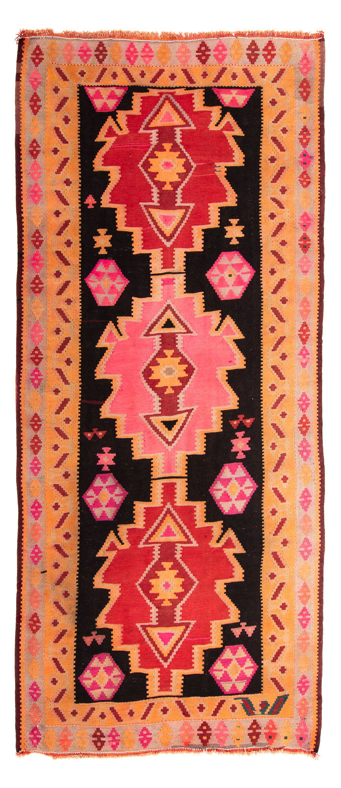 Alfombra de pasillo Alfombra Kelim - Antigua - 330 x 150 cm - multicolor