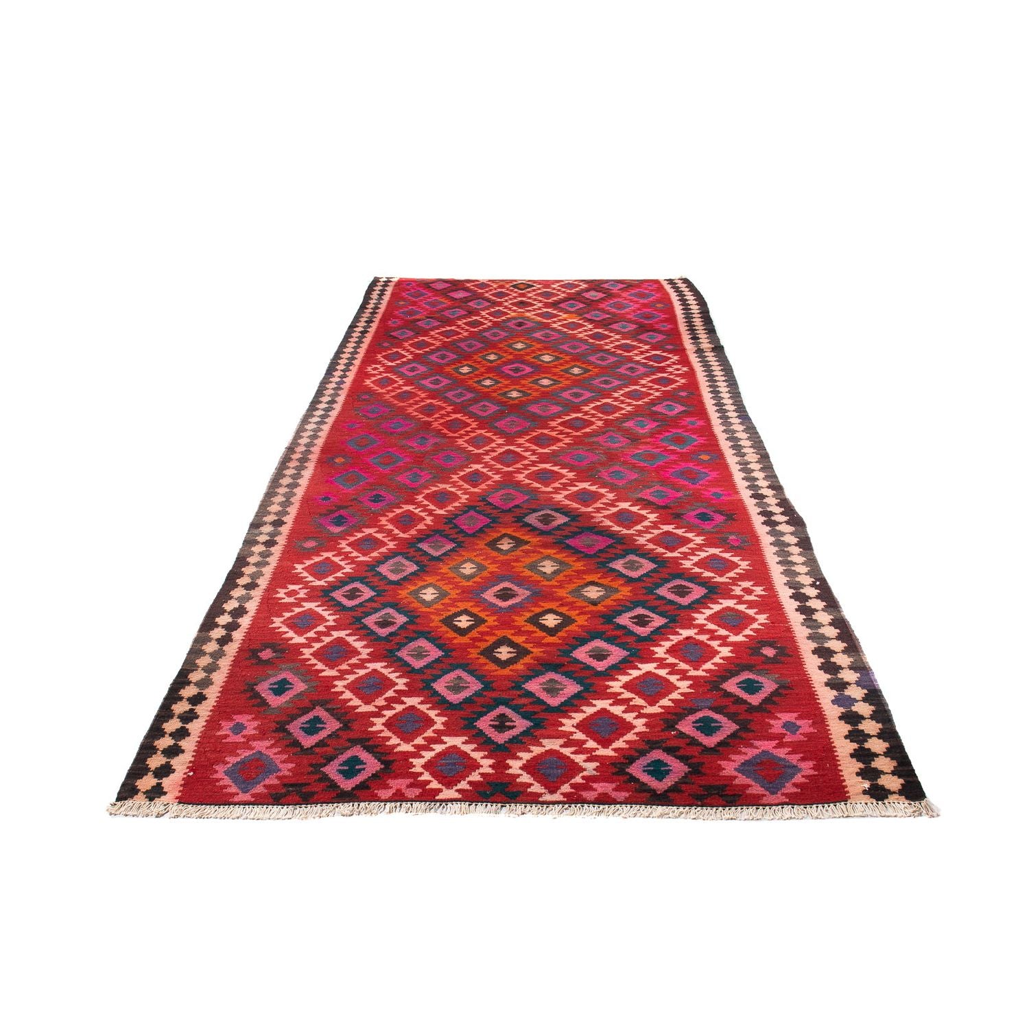 Alfombra de pasillo Alfombra Kelim - Antigua - 350 x 150 cm - multicolor