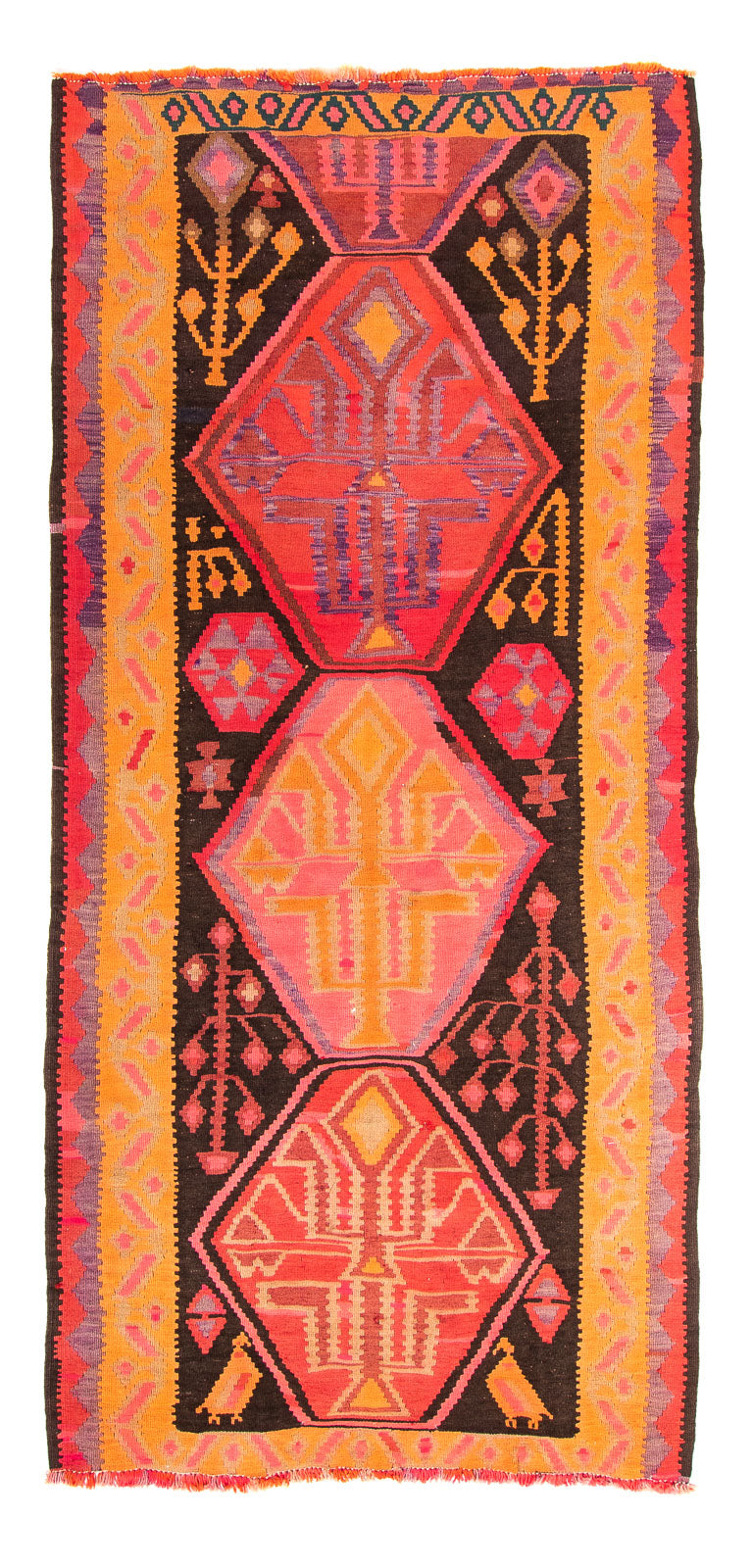 Alfombra de pasillo Alfombra Kelim - Antigua - 305 x 160 cm - multicolor