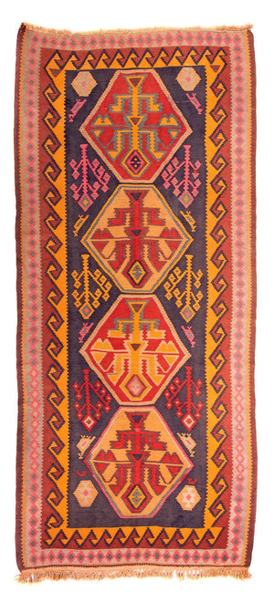 Alfombra de pasillo Alfombra Kelim - Antigua - 340 x 155 cm - multicolor