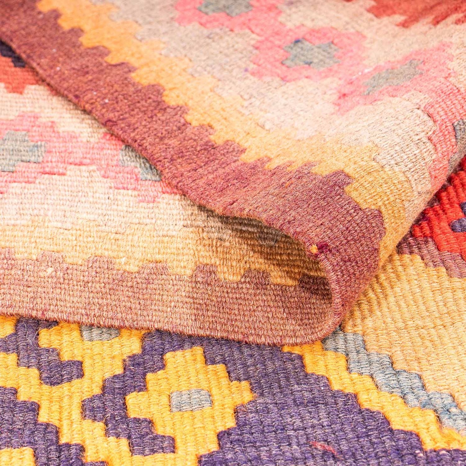 Alfombra de pasillo Alfombra Kelim - Antigua - 340 x 155 cm - multicolor