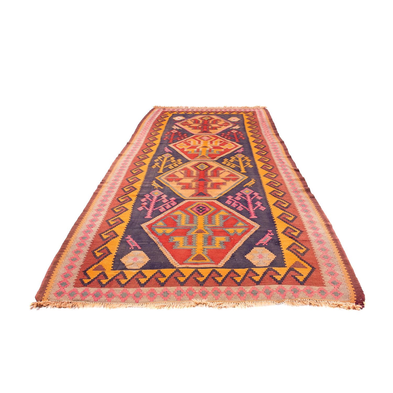 Alfombra de pasillo Alfombra Kelim - Antigua - 340 x 155 cm - multicolor