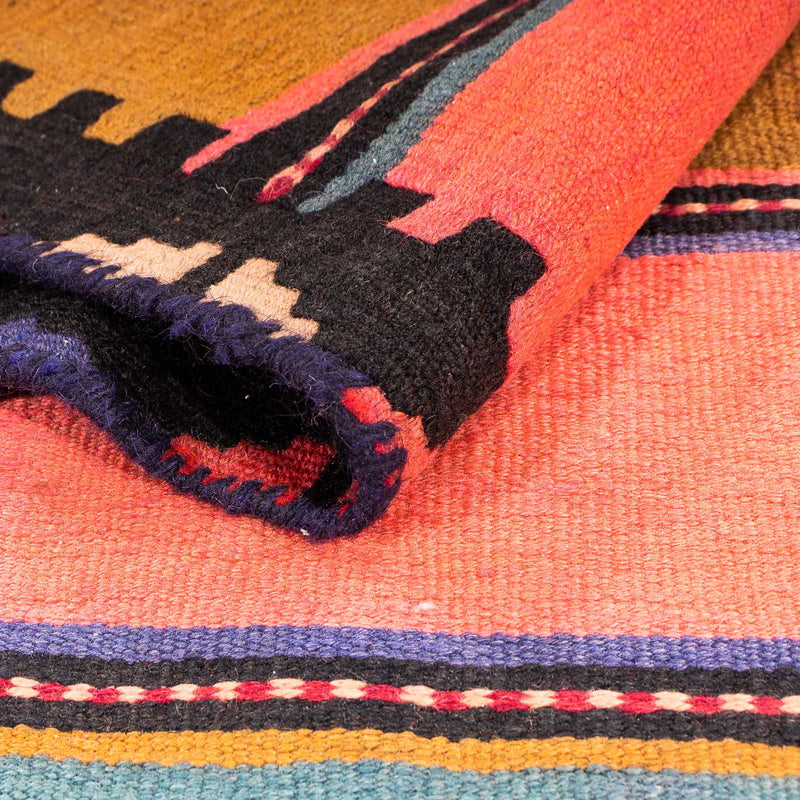 Alfombra de pasillo Alfombra Kelim - Antigua - 370 x 137 cm - multicolor