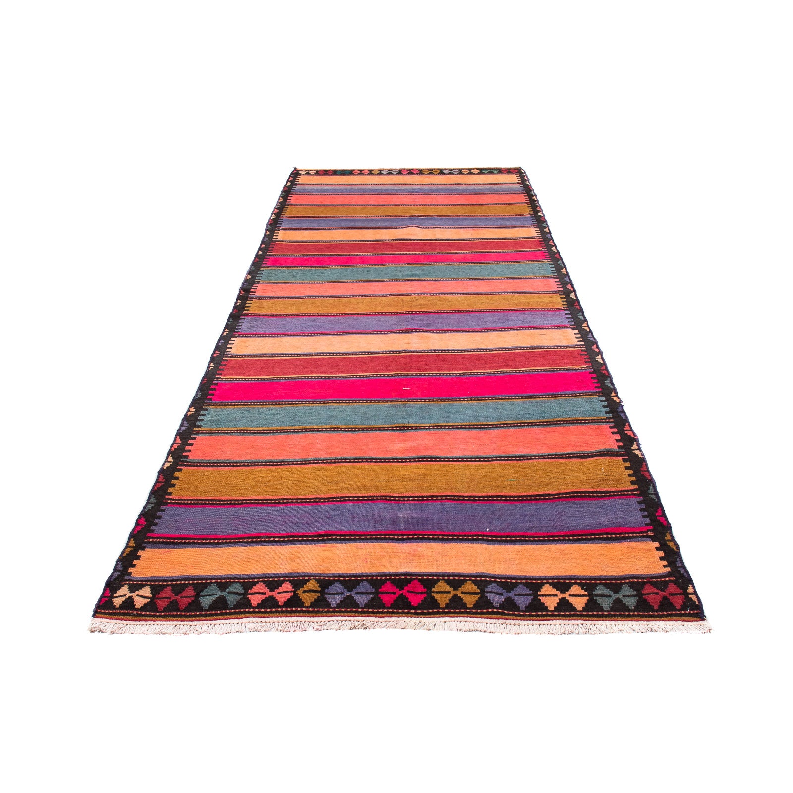 Alfombra de pasillo Alfombra Kelim - Antigua - 370 x 137 cm - multicolor