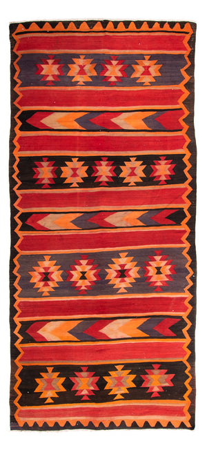 Alfombra de pasillo Alfombra Kelim - Antigua - 325 x 150 cm - multicolor