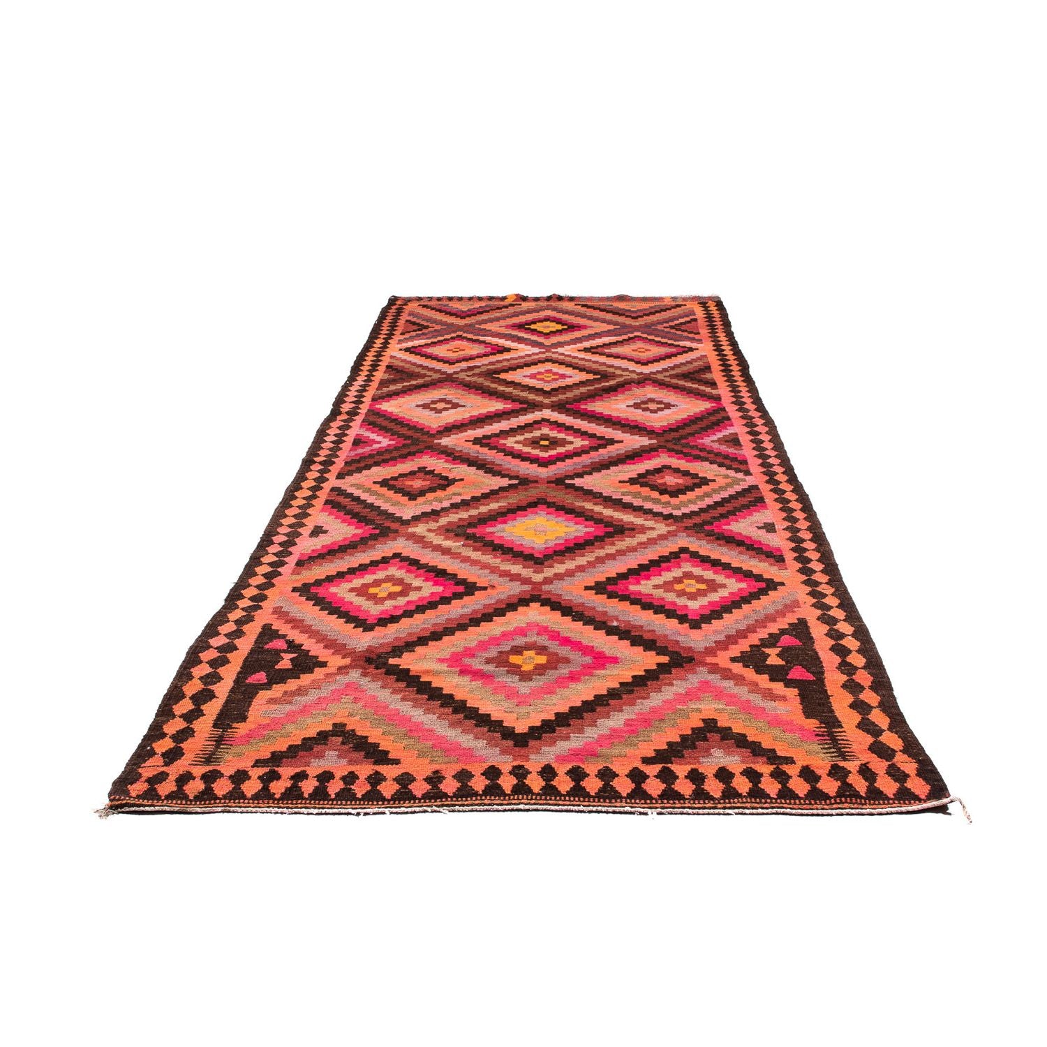 Alfombra de pasillo Alfombra Kelim - Antigua - 370 x 140 cm - multicolor
