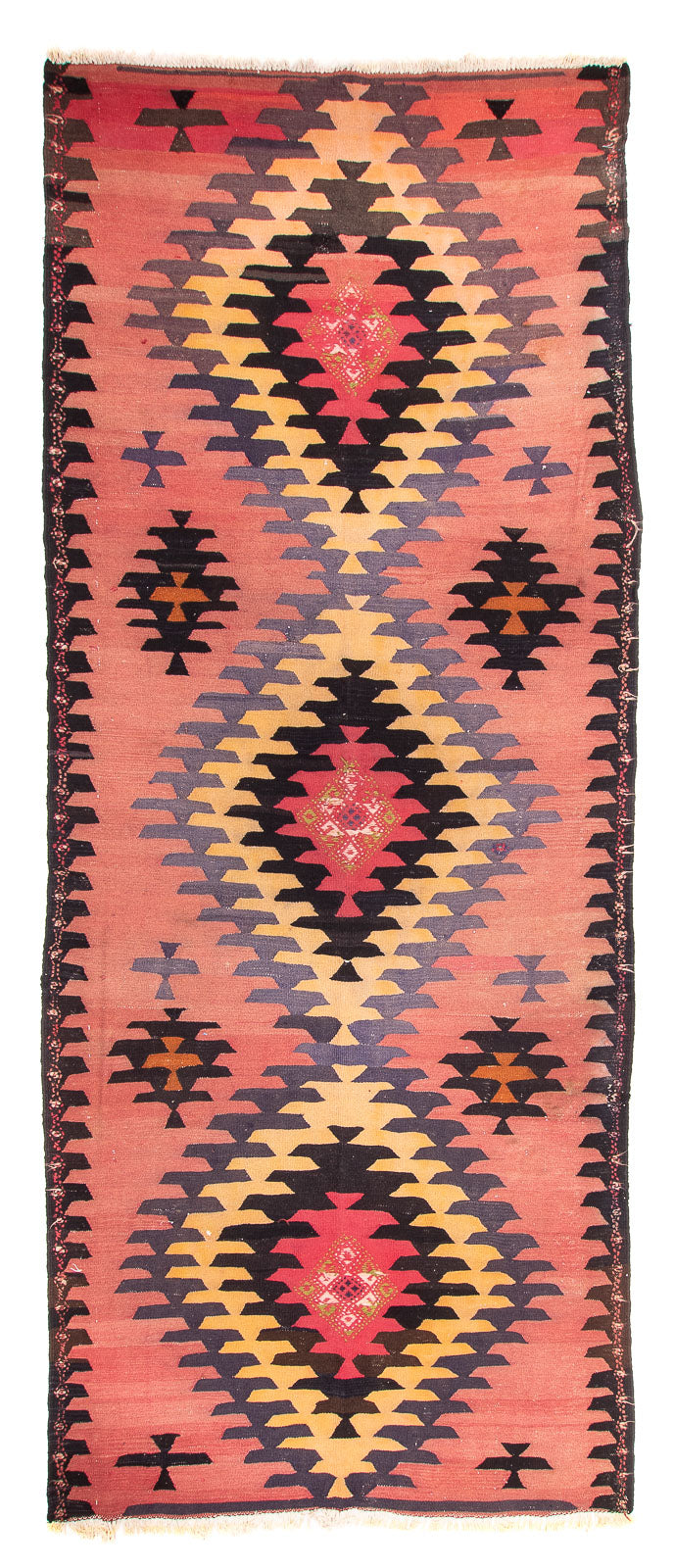 Alfombra de pasillo Alfombra Kelim - Antigua - 405 x 150 cm - rojo claro