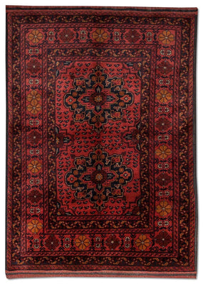 Alfombra afgana - Kunduz - 138 x 96 cm - rojo