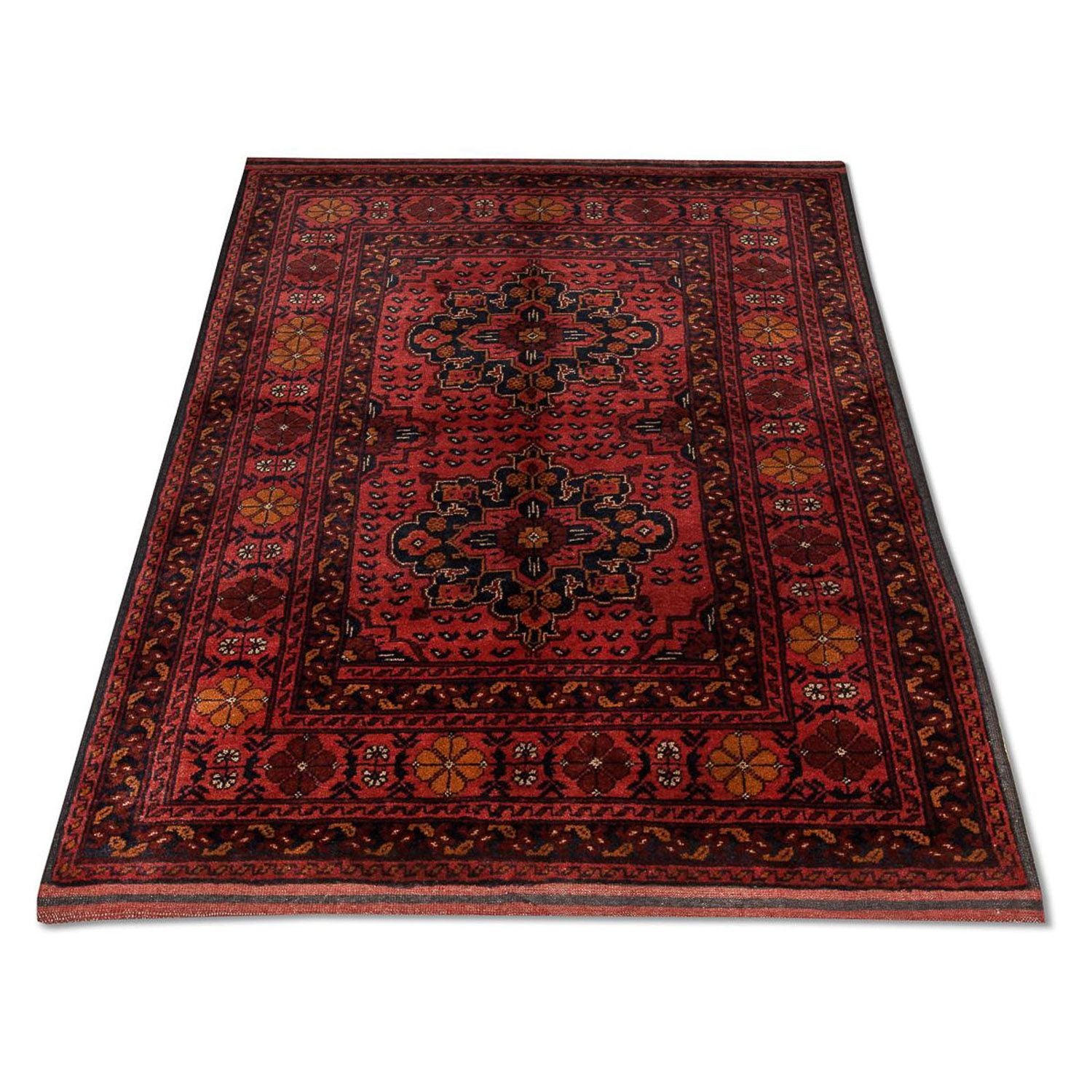 Alfombra afgana - Kunduz - 138 x 96 cm - rojo