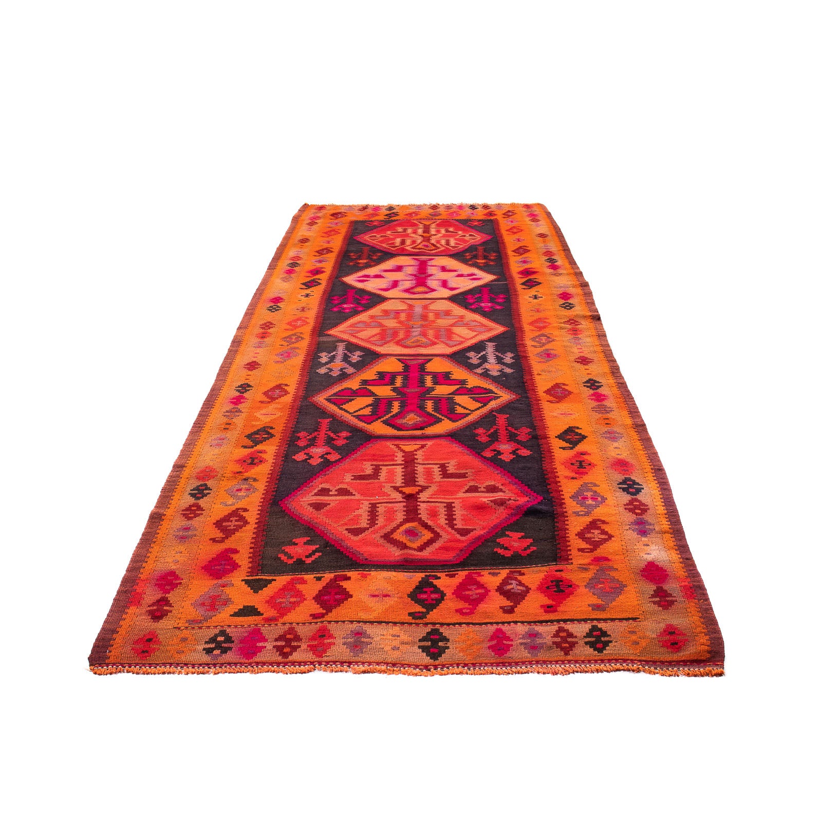 Alfombra de pasillo Alfombra Kelim - Antigua - 360 x 140 cm - multicolor