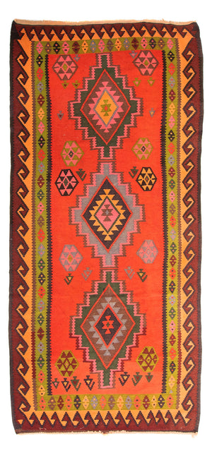 Alfombra de pasillo Alfombra Kelim - Antigua - 330 x 155 cm - multicolor