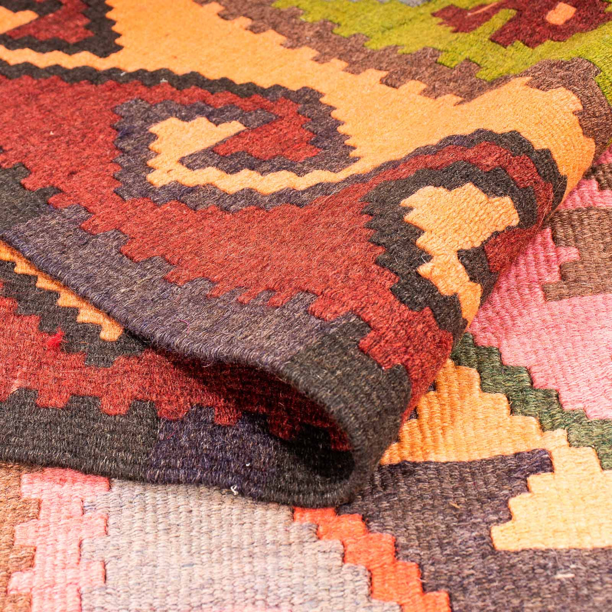 Alfombra de pasillo Alfombra Kelim - Antigua - 330 x 155 cm - multicolor