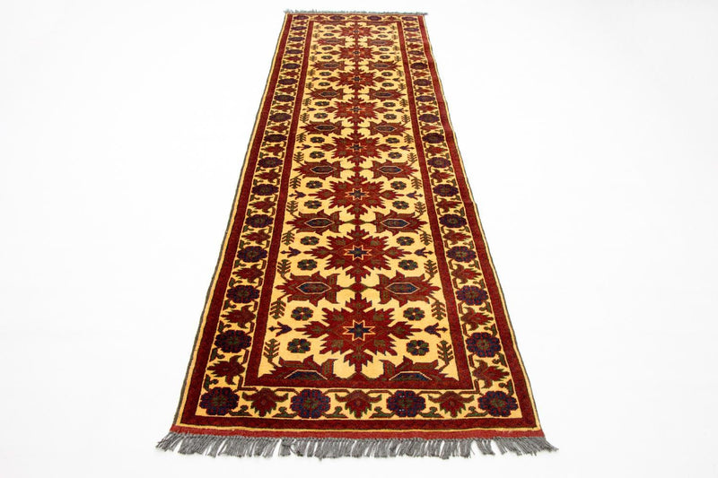 Alfombra de pasillo Alfombra afgana - Hatschlu - 304 x 80 cm - rojo