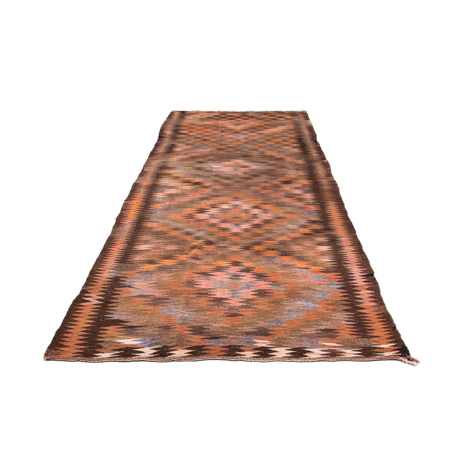 Alfombra de pasillo Alfombra Kelim - Antigua - 380 x 140 cm - multicolor