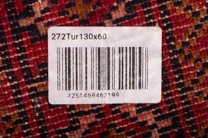 Alfombra Turkaman - 130 x 60 cm - rojo oscuro