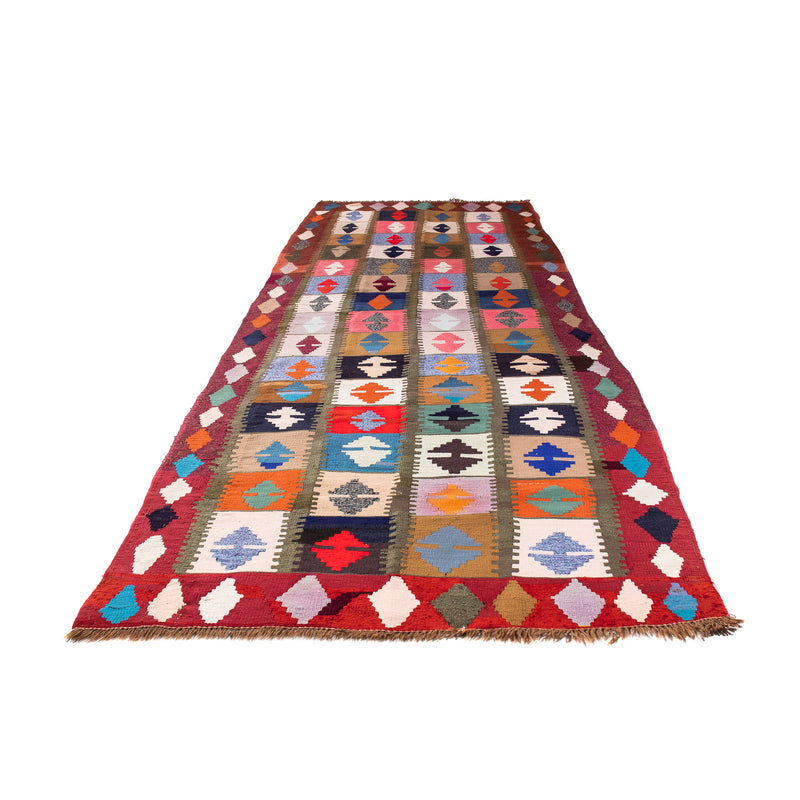 Alfombra de pasillo Alfombra Kelim - Antigua - 345 x 122 cm - multicolor