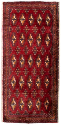 Alfombra Turkaman - 130 x 60 cm - rojo