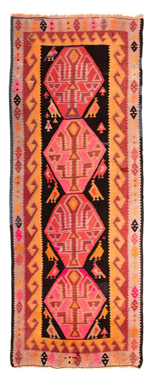 Alfombra de pasillo Alfombra Kelim - Antigua - 265 x 110 cm - multicolor