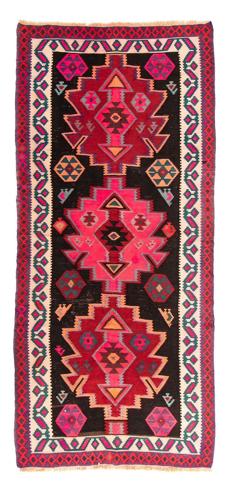 Alfombra de pasillo Alfombra Kelim - Antigua - 320 x 145 cm - multicolor