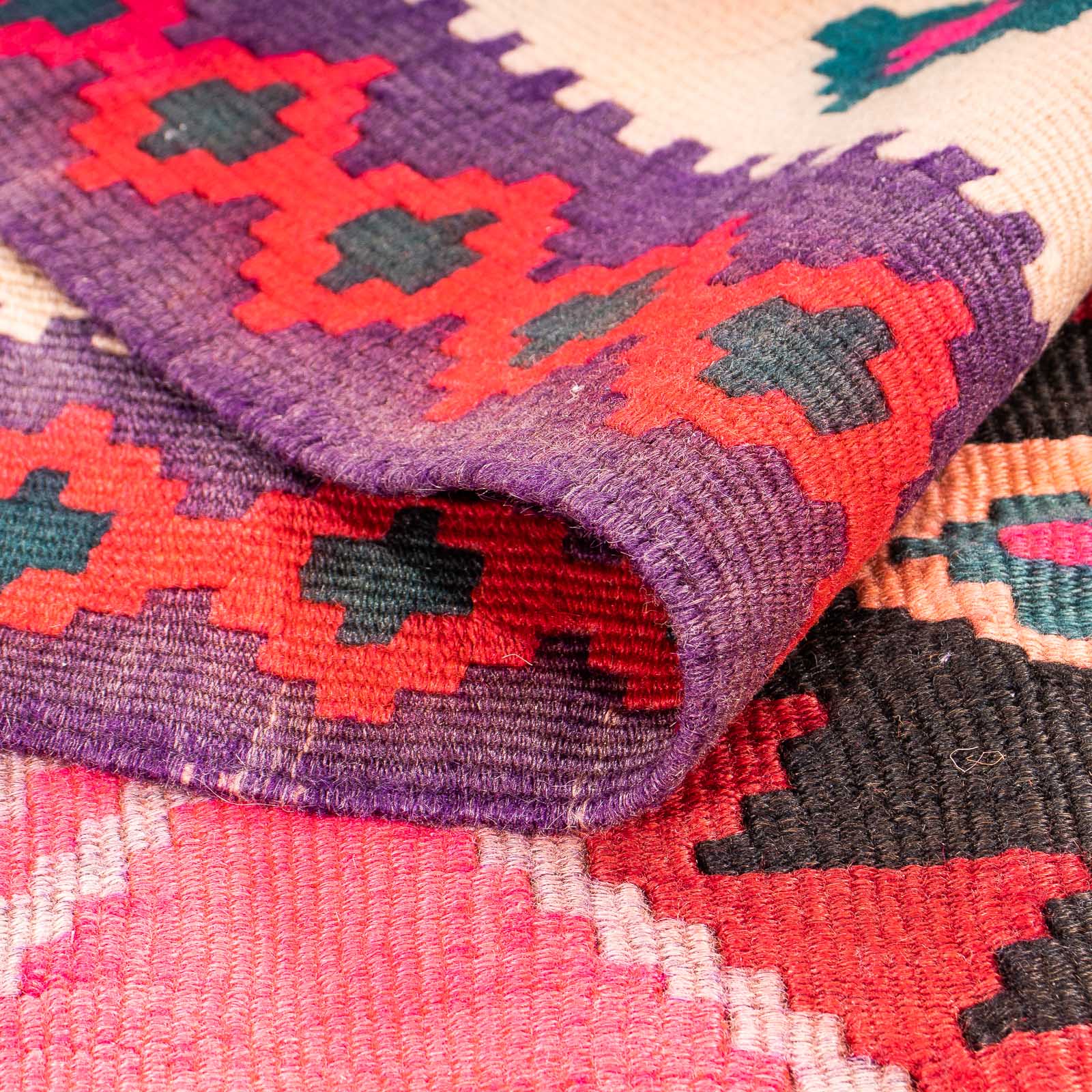 Alfombra de pasillo Alfombra Kelim - Antigua - 320 x 145 cm - multicolor
