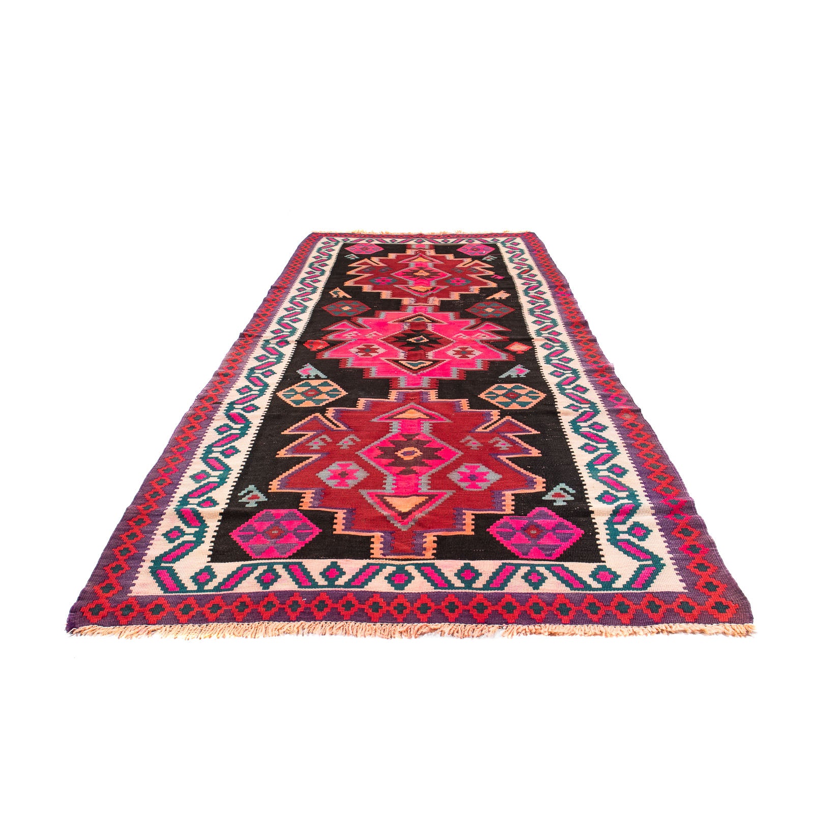 Alfombra de pasillo Alfombra Kelim - Antigua - 320 x 145 cm - multicolor