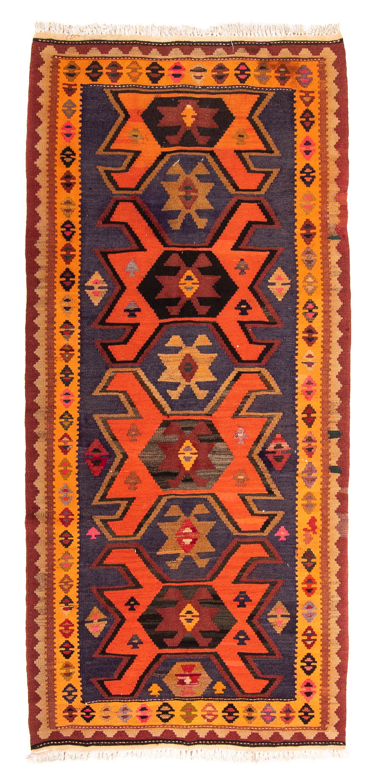 Alfombra de pasillo Alfombra Kelim - Antigua - 220 x 110 cm - multicolor