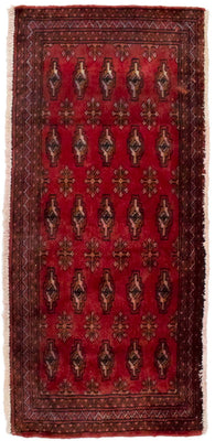 Alfombra Turkaman - 130 x 60 cm - rojo