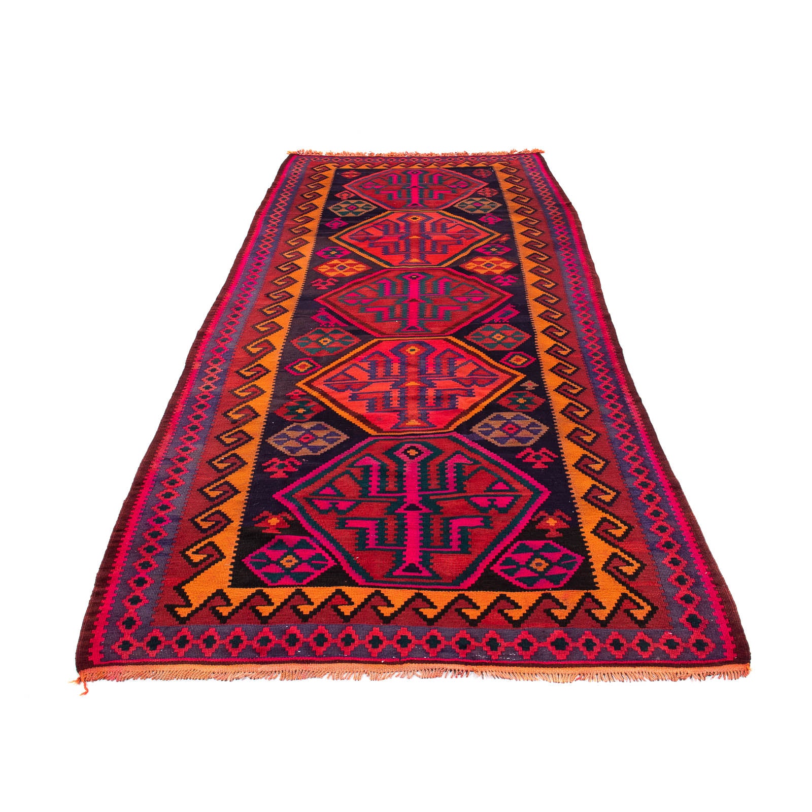Alfombra de pasillo Alfombra Kelim - Antigua - 345 x 150 cm - multicolor