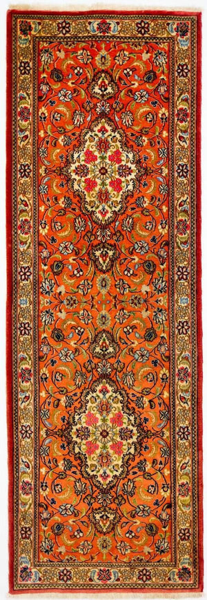 Alfombra de pasillo Alfombra persa - Ghom - 213 x 70 cm - naranja