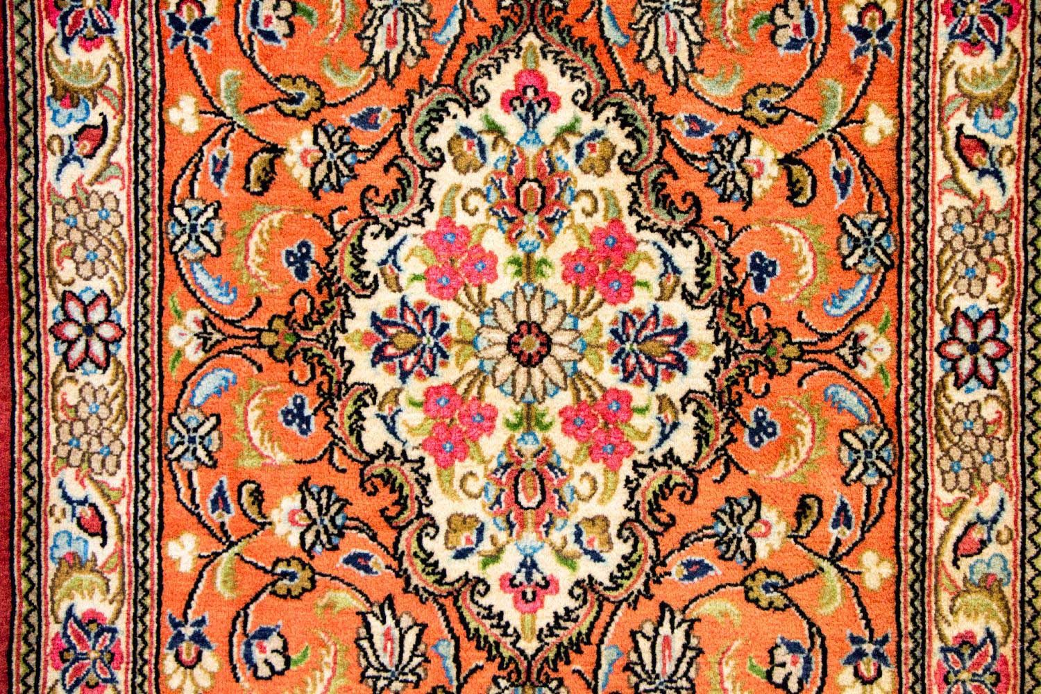 Alfombra de pasillo Alfombra persa - Ghom - 213 x 70 cm - naranja