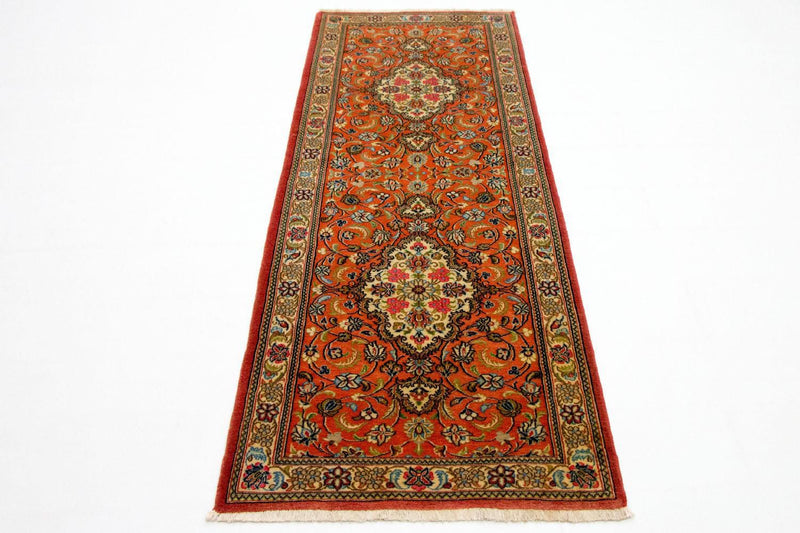 Alfombra de pasillo Alfombra persa - Ghom - 213 x 70 cm - naranja