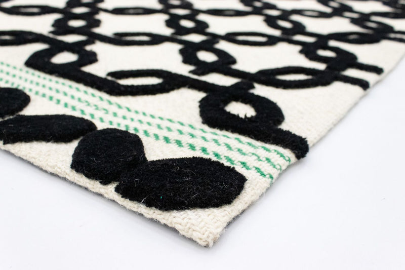 Alfombra de lana - 132 x 95 cm - beige