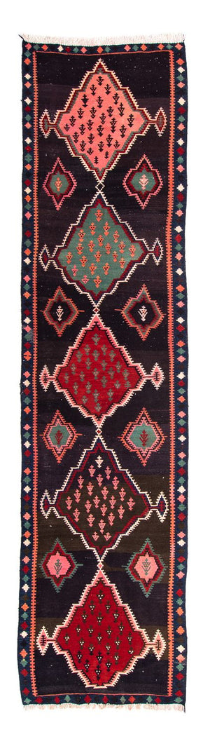 Alfombra de pasillo Alfombra Kelim - Antigua - 370 x 100 cm - multicolor