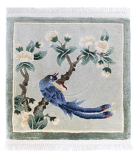 Alfombra de seda - Seda china cuadrado  - 31 x 31 cm - multicolor