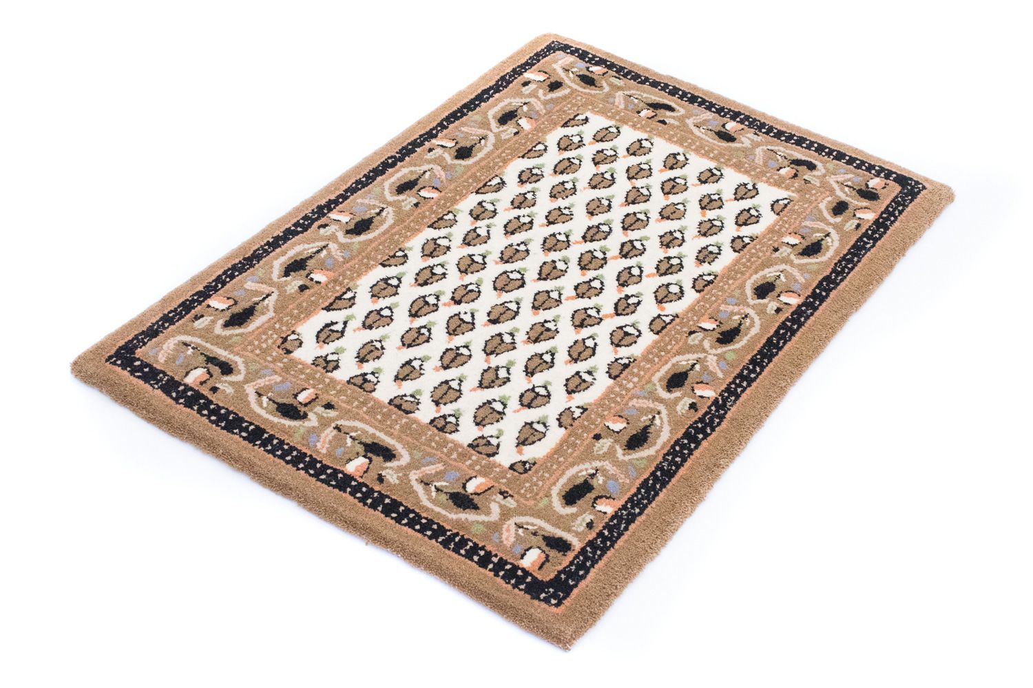 Alfombra de lana - 90 x 60 cm - beige