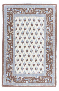 Alfombra de lana - 88 x 59 cm - beige