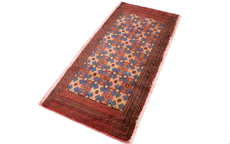 Alfombra Turkaman - 130 x 60 cm - rojo