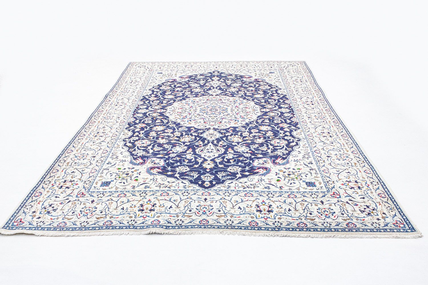 Alfombra Persa - Nain - Real - 302 x 207 cm - azul oscuro