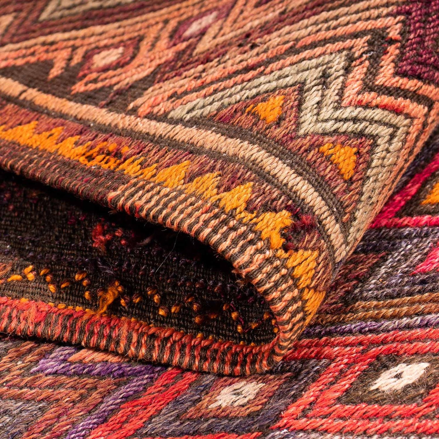 Alfombra de pasillo Alfombra Kelim - Antigua - 400 x 75 cm - multicolor
