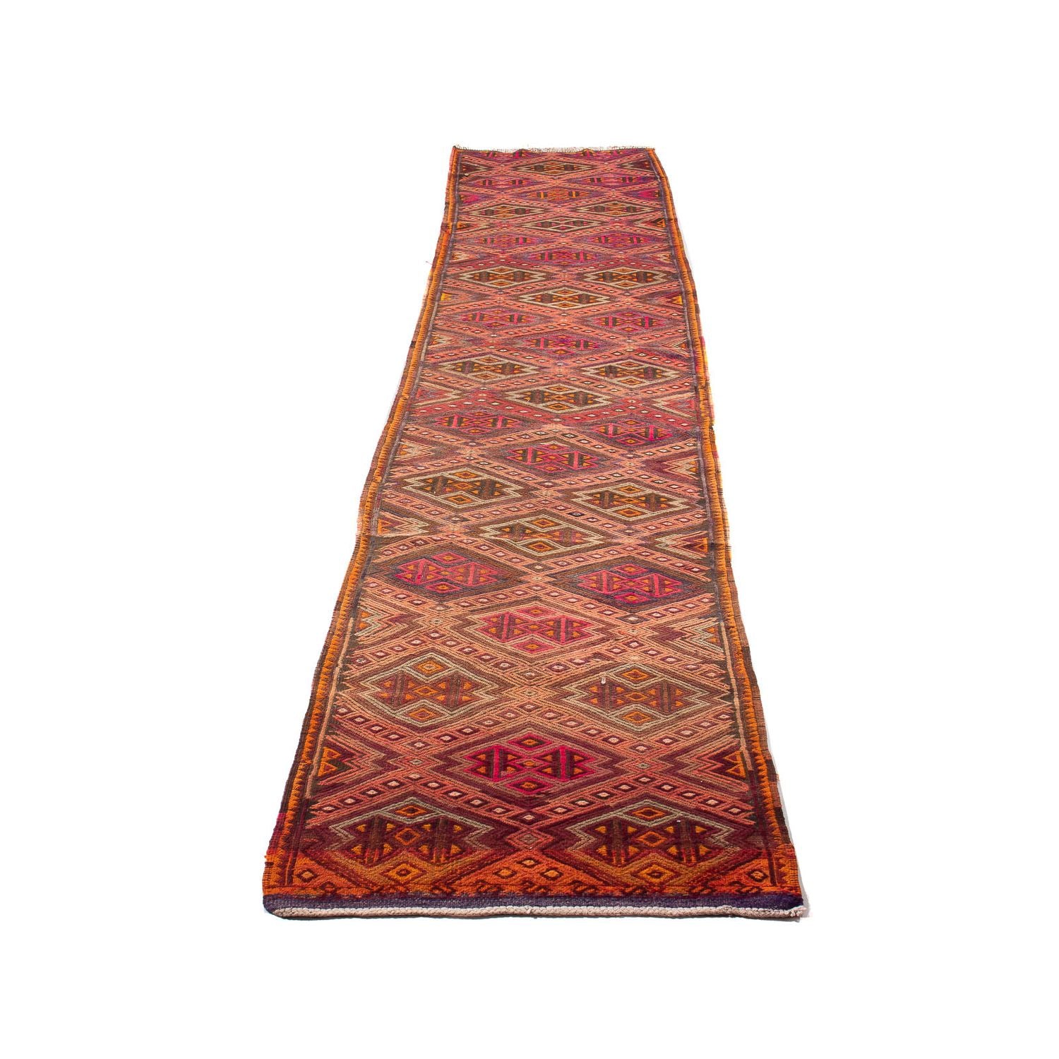 Alfombra de pasillo Alfombra Kelim - Antigua - 400 x 75 cm - multicolor
