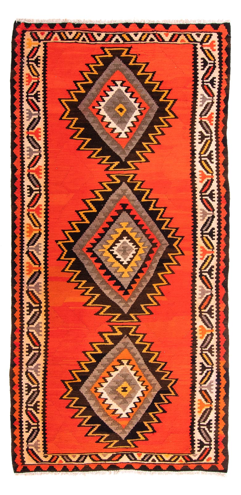 Alfombra de pasillo Alfombra Kelim - Antigua - 275 x 140 cm - multicolor
