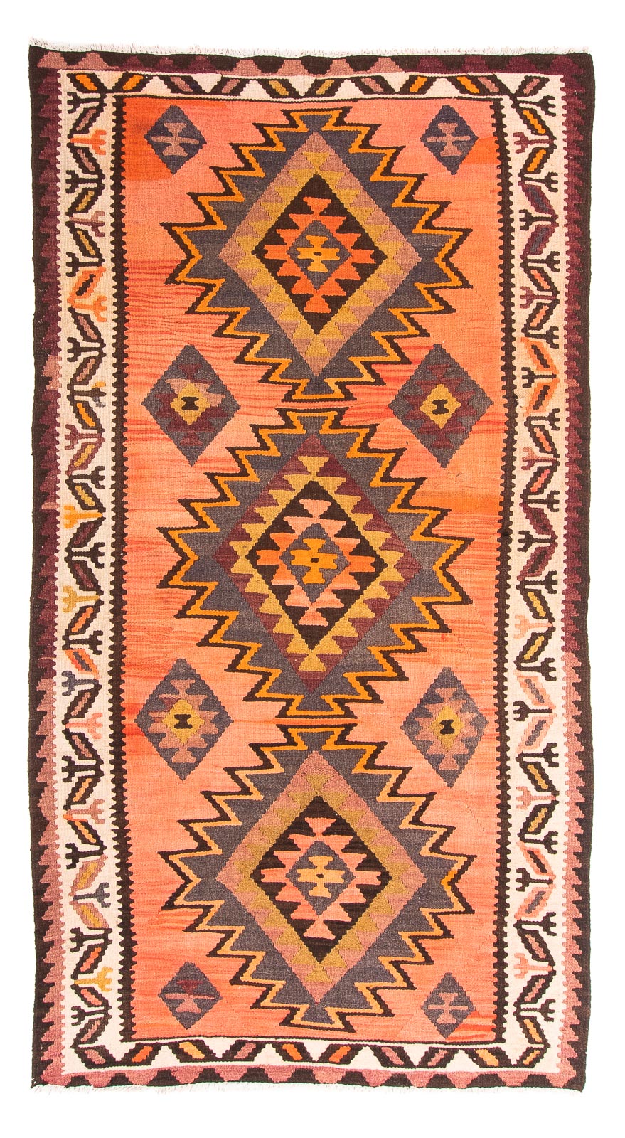 Alfombra de pasillo Alfombra Kelim - Antigua - 265 x 140 cm - multicolor