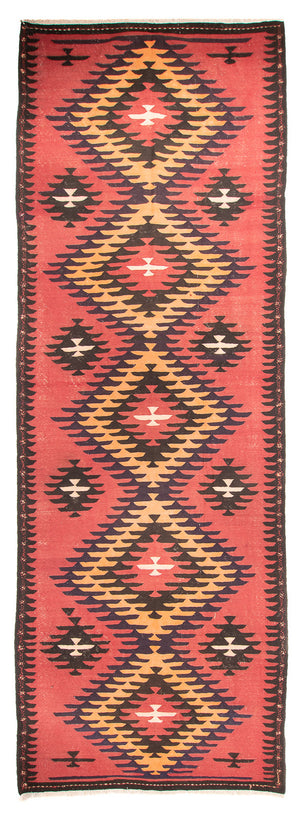 Alfombra de pasillo Alfombra Kelim - Antigua - 435 x 150 cm - rojo claro
