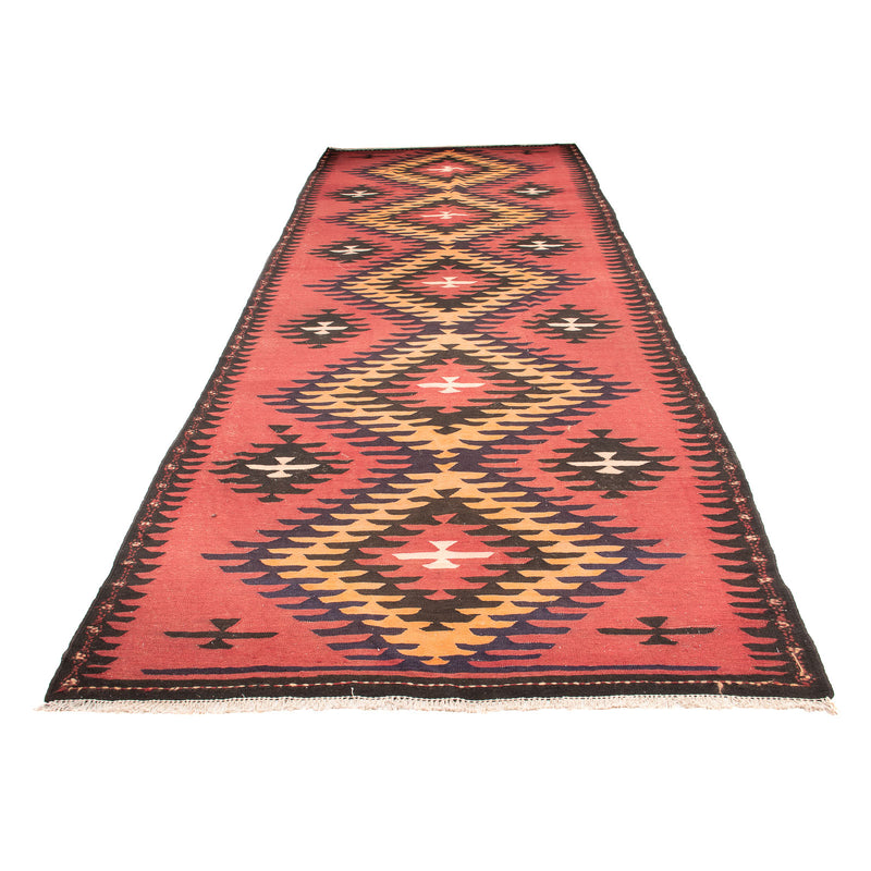 Alfombra de pasillo Alfombra Kelim - Antigua - 435 x 150 cm - rojo claro